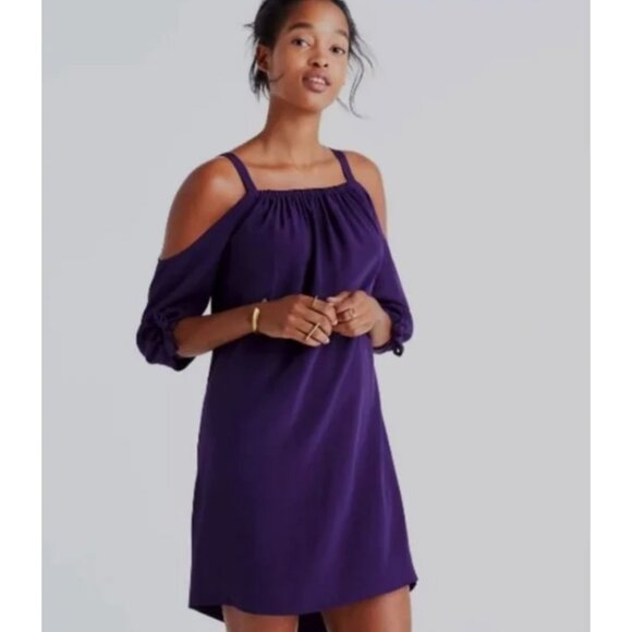 Madewell Silk Cold-Shoulder Dress Size 4 - Picture 1 of 10